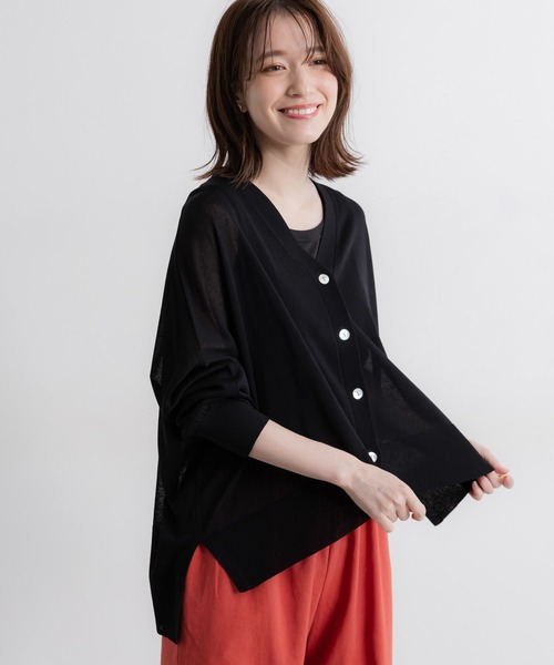 studio CLIP（スタディオクリップ）の「【接触冷感・紫外線カット】14ゲージボックスロングスリーブカーディガン ※画像待ち（カーディガン/ボレロ・レディース・ブルー/ブラック/グリーン/ライトグレー・FREE）」の11枚目の写真