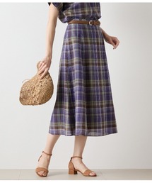 NEWYORKER | リネン混マドラスチェック 6枚はぎフレアスカート(スカート)