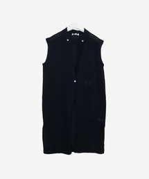 麻混ロングニットベスト