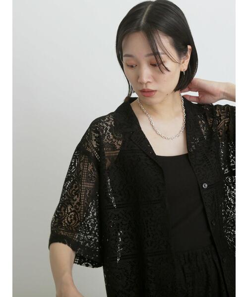 sm2rhythm（サマンサモスモスリズム）の「レースオープンシャツ（シャツ/ブラウス・レディース・オフホワイト/ブラック・F）」の2枚目の写真