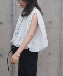 sleeveless balloon shirt /スタンドカラー比翼スリーブレスバルーンシャツ