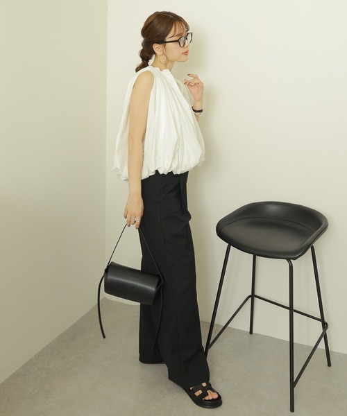 LAULEN（ローレン）の「sleeveless balloon shirt /スタンドカラー比翼スリーブレスバルーンシャツ（シャツ/ブラウス・レディース・ホワイト・FREE）」の12枚目の写真