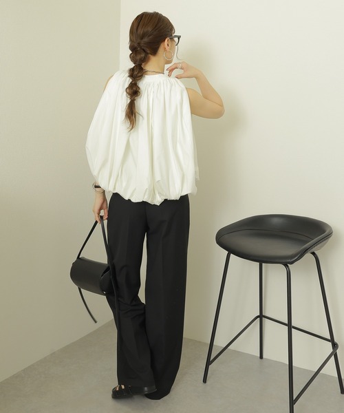 LAULEN（ローレン）の「sleeveless balloon shirt /スタンドカラー比翼スリーブレスバルーンシャツ（シャツ/ブラウス・レディース・ホワイト・FREE）」の13枚目の写真