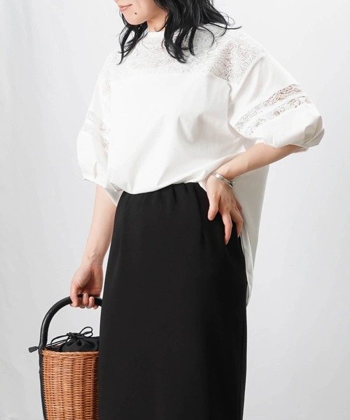 LUCA/LADY LUCK LUCA(ルカ/レディラックルカ)の「LC/LLL レースライン袖TOPS(Tシャツ/カットソー・レディース・ブラック/カーキ/オフホワイト・FREE)」の1枚目の写真