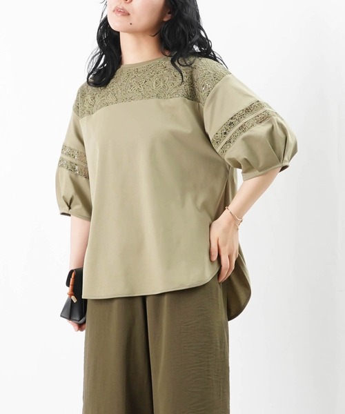 LUCA/LADY LUCK LUCA(ルカ/レディラックルカ)の「LC/LLL レースライン袖TOPS(Tシャツ/カットソー・レディース・ブラック/カーキ/オフホワイト・FREE)」の18枚目の写真