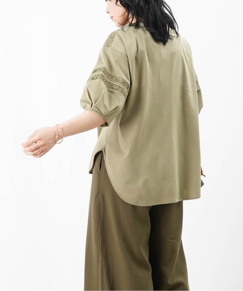 ブラウス　Ｖネック　レース　グレー　グレージュ　LADY LUCK LUCA ブラウス Vネック レース グレー グレージュ LADY LUCK LUCA