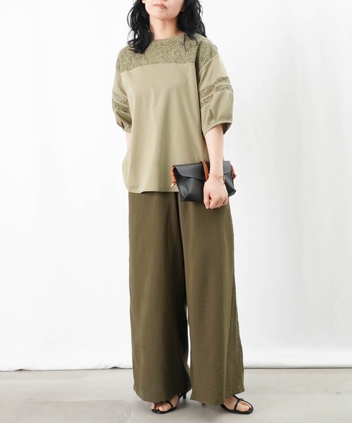 LUCA/LADY LUCK LUCA(ルカ/レディラックルカ)の「LC/LLL レースライン袖TOPS(Tシャツ/カットソー・レディース・ブラック/カーキ/オフホワイト・FREE)」の22枚目の写真