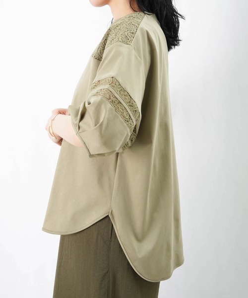 LUCA/LADY LUCK LUCA(ルカ/レディラックルカ)の「LC/LLL レースライン袖TOPS(Tシャツ/カットソー・レディース・ブラック/カーキ/オフホワイト・FREE)」の15枚目の写真