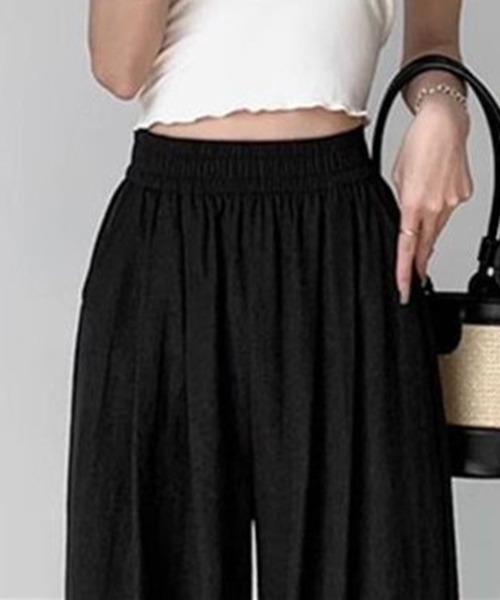 gossip!ロサンゼルス(ゴシップロサンゼルス)の「YUAG ハイウエスト ドレープ ストレートパンツ(その他パンツ・レディース・ブラック/ホワイト・M/L)」の10枚目の写真