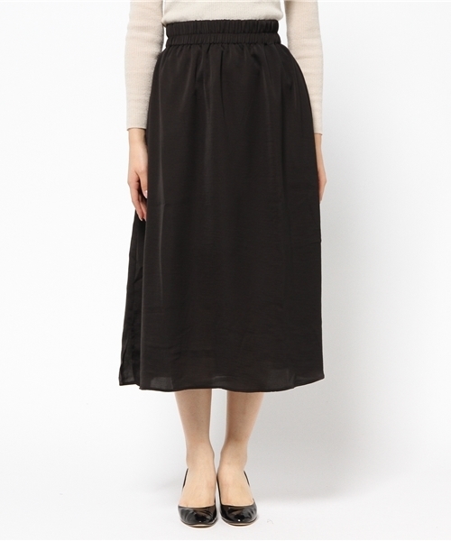 Kastane(カスタネ)の「サテンスリットロングスカート(スカート・レディース・ブラック/ライトグレー/オリーブ/ピンク・FREE)」の14枚目の写真