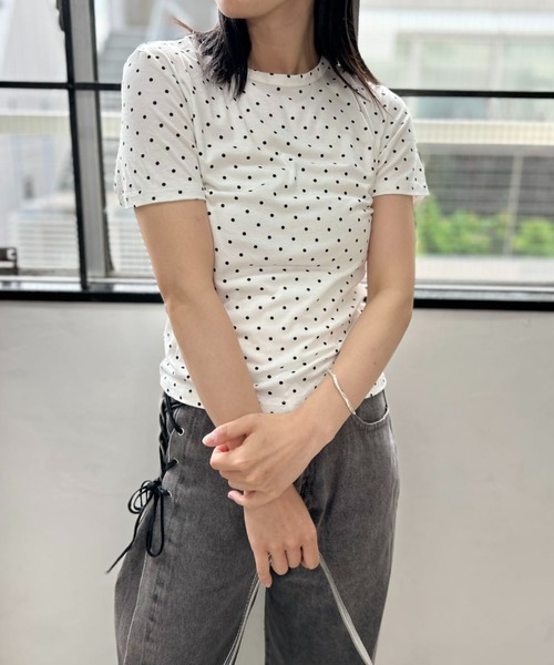 mebole(メボレ)の「キャンディドットTシャツ(Tシャツ/カットソー・レディース・ホワイト/グレー・FREE)」の9枚目の写真