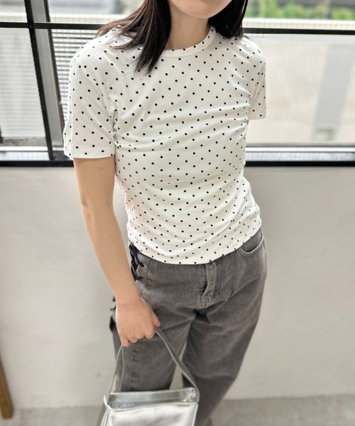 mebole(メボレ)の「キャンディドットTシャツ(Tシャツ/カットソー・レディース・ホワイト/グレー・FREE)」の6枚目の写真