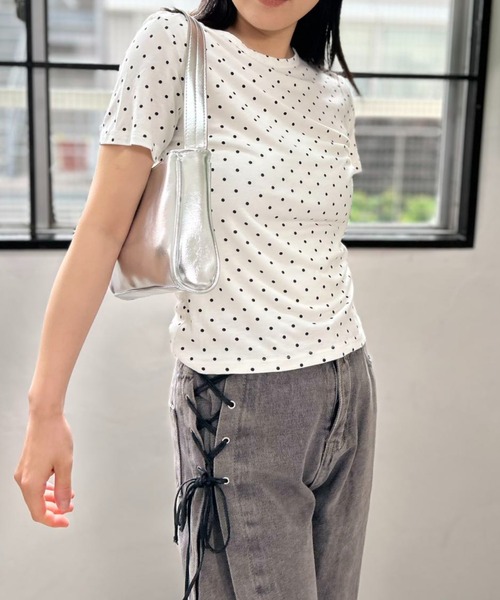 mebole(メボレ)の「キャンディドットTシャツ(Tシャツ/カットソー・レディース・ホワイト/グレー・FREE)」の17枚目の写真