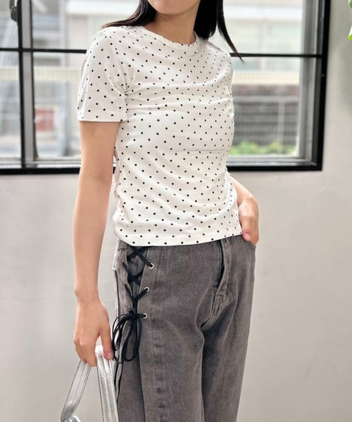 mebole(メボレ)の「キャンディドットTシャツ(Tシャツ/カットソー・レディース・ホワイト/グレー・FREE)」の8枚目の写真