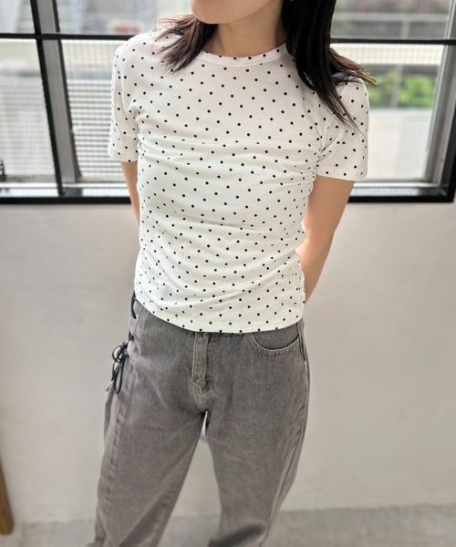 mebole(メボレ)の「キャンディドットTシャツ(Tシャツ/カットソー・レディース・ホワイト/グレー・FREE)」の12枚目の写真