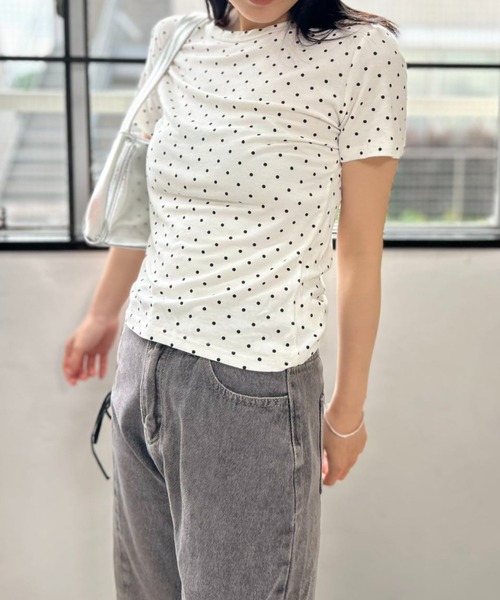 mebole(メボレ)の「キャンディドットTシャツ(Tシャツ/カットソー・レディース・ホワイト/グレー・FREE)」の14枚目の写真