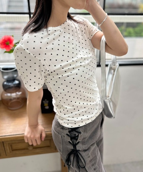 mebole(メボレ)の「キャンディドットTシャツ(Tシャツ/カットソー・レディース・ホワイト/グレー・FREE)」の15枚目の写真