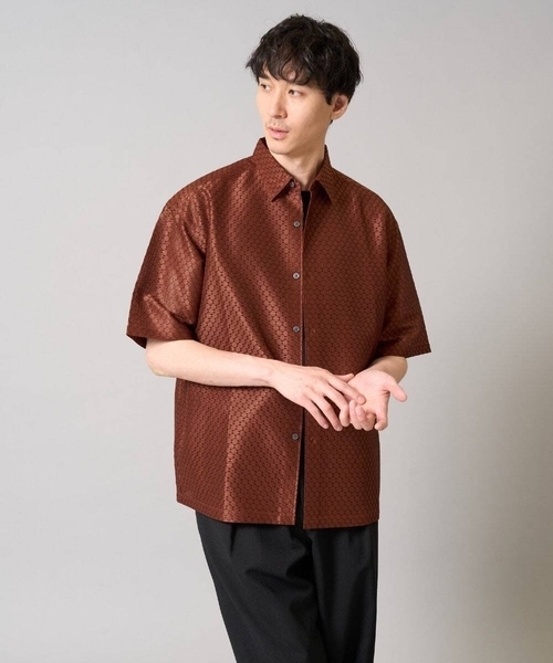 a.v.v(アーヴェヴェ)の「ドットジャカードワイドシルエットシャツ(シャツ/ブラウス・メンズ・オレンジ/ブラック・48/46)」の9枚目の写真