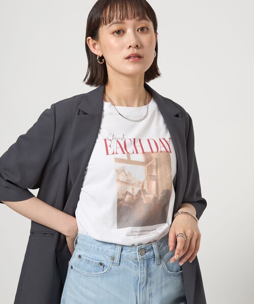 green label relaxing（グリーンレーベルリラクシング）の「【WEB限定】＜at ease＞フォトグラフィック ショートスリーブ Tシャツ（Tシャツ/カットソー・レディース・ダークグレー/その他1/その他2/その他3・FREE）」の3枚目の写真
