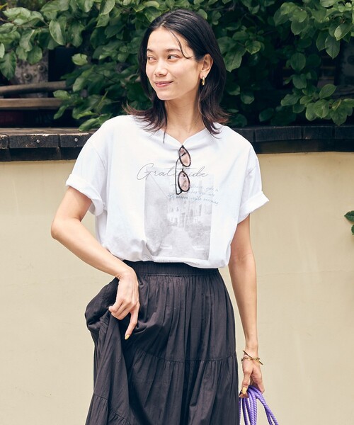 green label relaxing（グリーンレーベルリラクシング）の「【WEB限定】＜at ease＞フォトグラフィック ショートスリーブ Tシャツ（Tシャツ/カットソー・レディース・ダークグレー/その他1/その他2/その他3・FREE）」の9枚目の写真