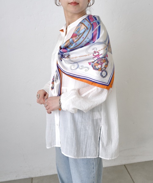 COLONY 2139（コロニートゥーワンスリーナイン）の「マリンモチーフスカーフ 70×70（バンダナ/スカーフ・レディース・オレンジ/ネイビー・FREE）」の10枚目の写真