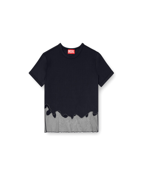 国内直営【DIESEL】T-INLAY-R1 スリムフィット半袖トップ 送料込 ウィメンズ 半袖トップ T-INLAY-R1（Tシャツ/カットソー