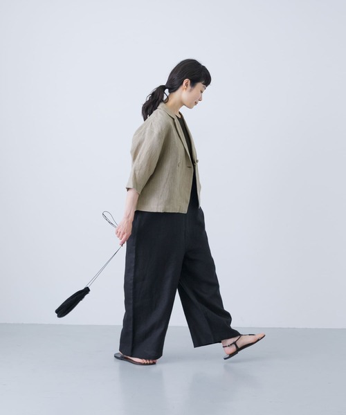 かぐれ　2025リネンハーフスリーブジャケット かぐれ 2025リネンハーフスリーブジャケット