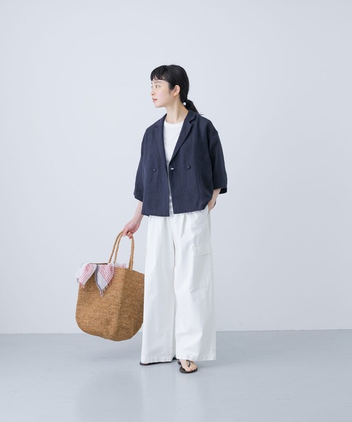 未使用品 かぐれ コットンリネンラミーハーフスリーブジャケット