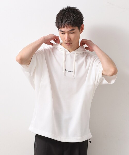 THE SHOP TK (ザ ショップ ティーケー )の「ポンチ半袖パーカー 【洗濯機OK】(パーカー・メンズ・ブラック/ネイビー/ホワイト・02/03)」の11枚目の写真