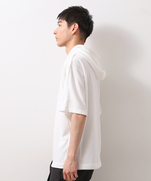 THE SHOP TK (ザ ショップ ティーケー )の「ポンチ半袖パーカー 【洗濯機OK】(パーカー・メンズ・ブラック/ネイビー/ホワイト・02/03)」の10枚目の写真