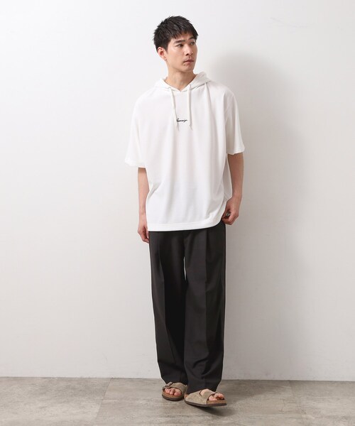 THE SHOP TK (ザ ショップ ティーケー )の「ポンチ半袖パーカー 【洗濯機OK】(パーカー・メンズ・ブラック/ネイビー/ホワイト・02/03)」の9枚目の写真