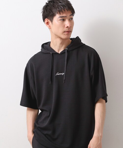 THE SHOP TK (ザ ショップ ティーケー )の「ポンチ半袖パーカー 【洗濯機OK】(パーカー・メンズ・ブラック/ネイビー/ホワイト・02/03)」の7枚目の写真