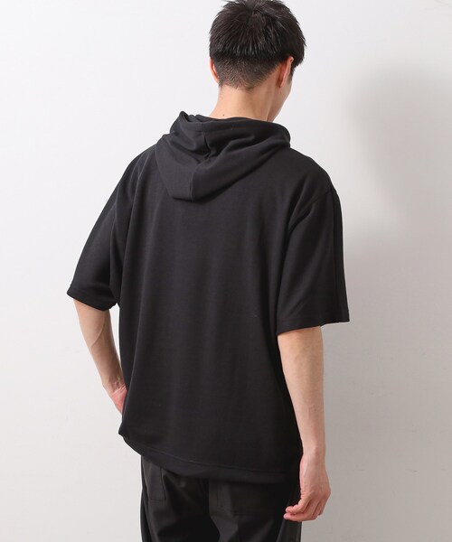 THE SHOP TK (ザ ショップ ティーケー )の「ポンチ半袖パーカー 【洗濯機OK】(パーカー・メンズ・ブラック/ネイビー/ホワイト・02/03)」の5枚目の写真