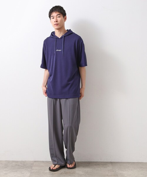 THE SHOP TK (ザ ショップ ティーケー )の「ポンチ半袖パーカー 【洗濯機OK】(パーカー・メンズ・ブラック/ネイビー/ホワイト・02/03)」の22枚目の写真