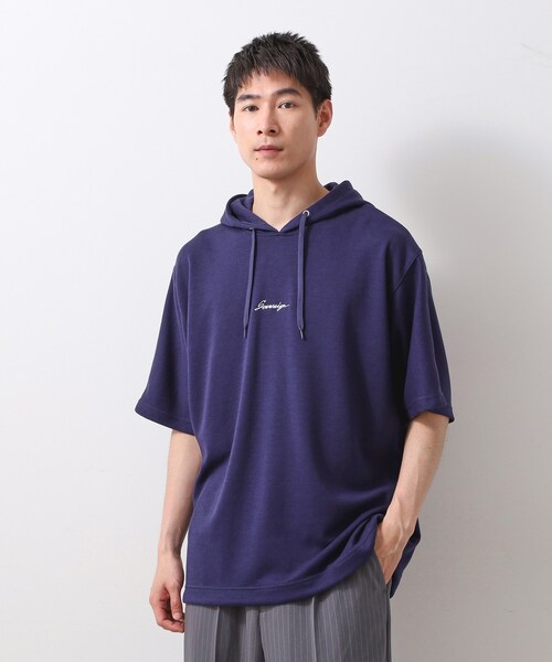 THE SHOP TK (ザ ショップ ティーケー )の「ポンチ半袖パーカー 【洗濯機OK】(パーカー・メンズ・ブラック/ネイビー/ホワイト・02/03)」の21枚目の写真