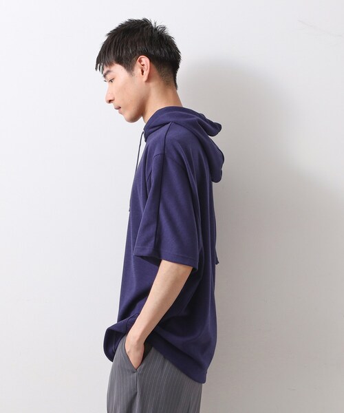 THE SHOP TK (ザ ショップ ティーケー )の「ポンチ半袖パーカー 【洗濯機OK】(パーカー・メンズ・ブラック/ネイビー/ホワイト・02/03)」の20枚目の写真