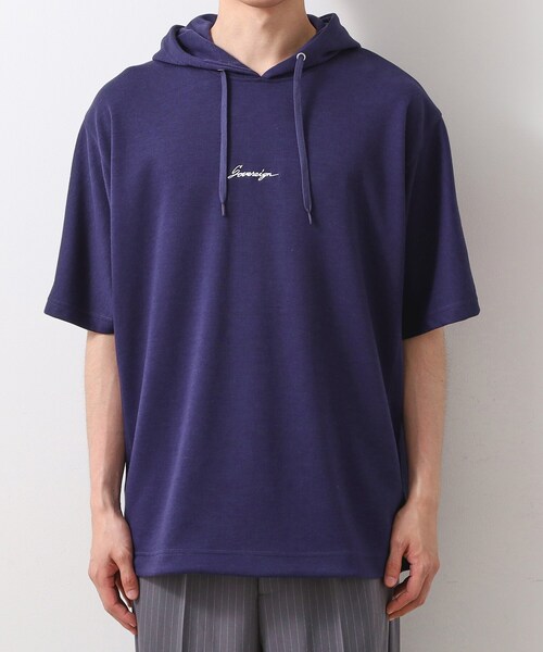 THE SHOP TK (ザ ショップ ティーケー )の「ポンチ半袖パーカー 【洗濯機OK】(パーカー・メンズ・ブラック/ネイビー/ホワイト・02/03)」の18枚目の写真