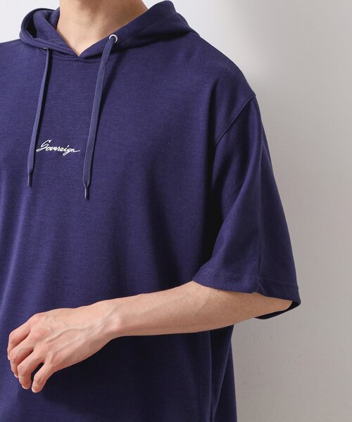 THE SHOP TK (ザ ショップ ティーケー )の「ポンチ半袖パーカー 【洗濯機OK】(パーカー・メンズ・ブラック/ネイビー/ホワイト・02/03)」の14枚目の写真