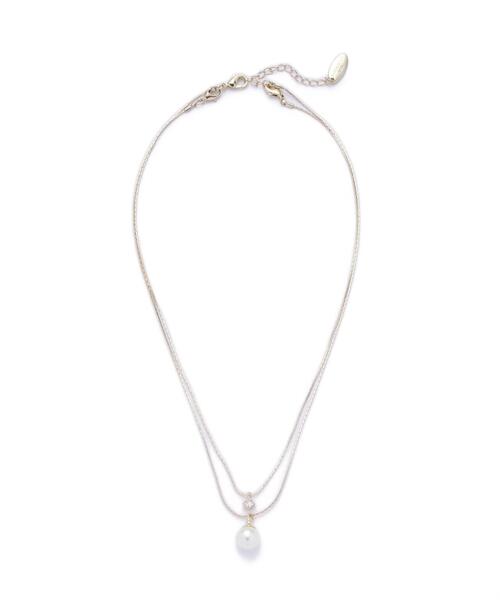 NATURAL BEAUTY BASIC（ナチュラルビューティーベーシック）の「パール＆ストーンプチペンダント（ネックレス・レディース・ゴールド/シルバー・ﾌﾘ-）」の3枚目の写真