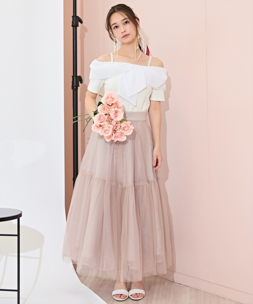 WILLSELECTION（ウィルセレクション）の「ニュアンスカラーチュールティアードスカート（スカート・レディース・オフホワイト/ライトグレー/ピンク・FREE）」の3枚目の写真