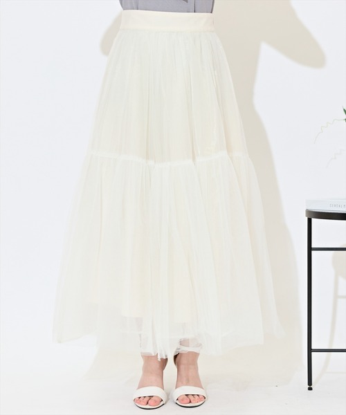 WILLSELECTION（ウィルセレクション）の「ニュアンスカラーチュールティアードスカート（スカート・レディース・オフホワイト/ライトグレー/ピンク・FREE）」の19枚目の写真