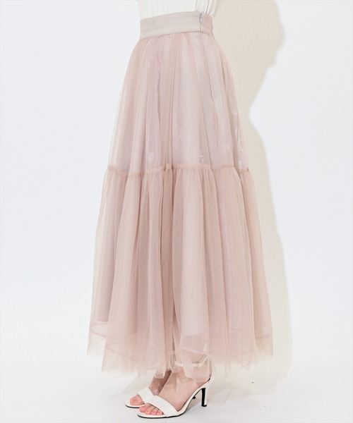 WILLSELECTION（ウィルセレクション）の「ニュアンスカラーチュールティアードスカート（スカート・レディース・オフホワイト/ライトグレー/ピンク・FREE）」の6枚目の写真