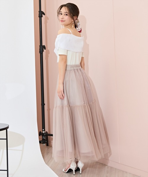 WILLSELECTION（ウィルセレクション）の「ニュアンスカラーチュールティアードスカート（スカート・レディース・オフホワイト/ライトグレー/ピンク・FREE）」の13枚目の写真