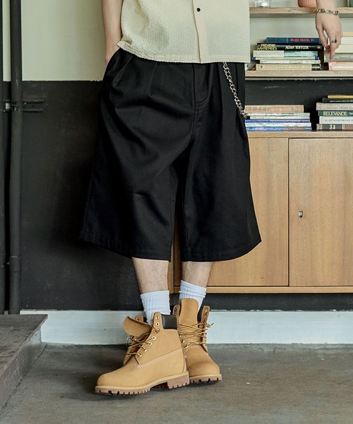 Bleme（ブレム）の「ヘビーツイル ワイドストレート ダブルインタック グルカチノショートパンツ（チノパンツ・メンズ・ブラウン/ブラック/カーキ・S/M/L/XL）」の6枚目の写真