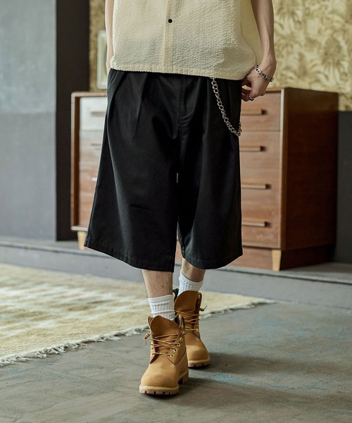 Bleme（ブレム）の「ヘビーツイル ワイドストレート ダブルインタック グルカチノショートパンツ（チノパンツ・メンズ・ブラウン/ブラック/カーキ・S/M/L/XL）」の7枚目の写真