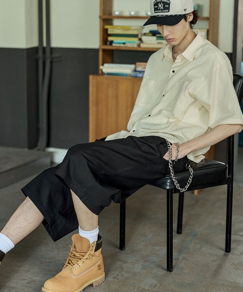 Bleme（ブレム）の「ヘビーツイル ワイドストレート ダブルインタック グルカチノショートパンツ（チノパンツ・メンズ・ブラウン/ブラック/カーキ・S/M/L/XL）」の9枚目の写真