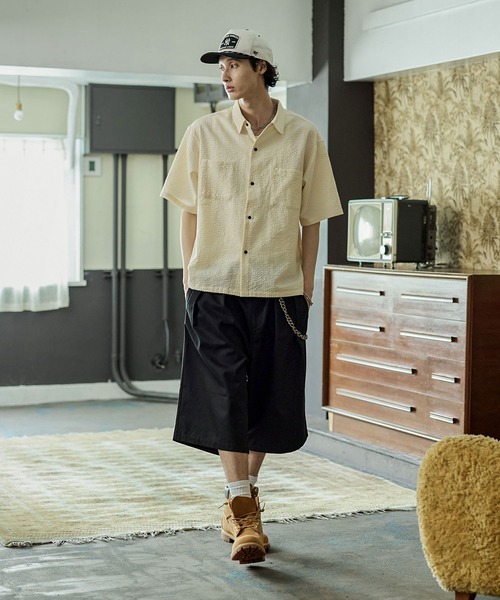 Bleme（ブレム）の「ヘビーツイル ワイドストレート ダブルインタック グルカチノショートパンツ（チノパンツ・メンズ・ブラウン/ブラック/カーキ・S/M/L/XL）」の10枚目の写真