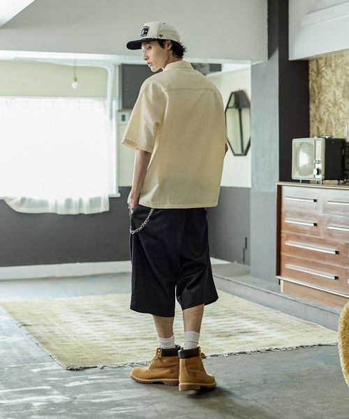 Bleme（ブレム）の「ヘビーツイル ワイドストレート ダブルインタック グルカチノショートパンツ（チノパンツ・メンズ・ブラウン/ブラック/カーキ・S/M/L/XL）」の14枚目の写真