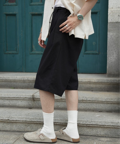 Bleme（ブレム）の「ヘビーツイル ワイドストレート ダブルインタック グルカチノショートパンツ（チノパンツ・メンズ・ブラウン/ブラック/カーキ・S/M/L/XL）」の17枚目の写真