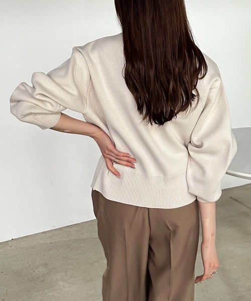 solleim（ソルレム）の「ダブルジップ襟付きニットブルゾン（カーディガン/ボレロ・レディース・アイボリー/マスタード/チャコール・M/L）」の14枚目の写真